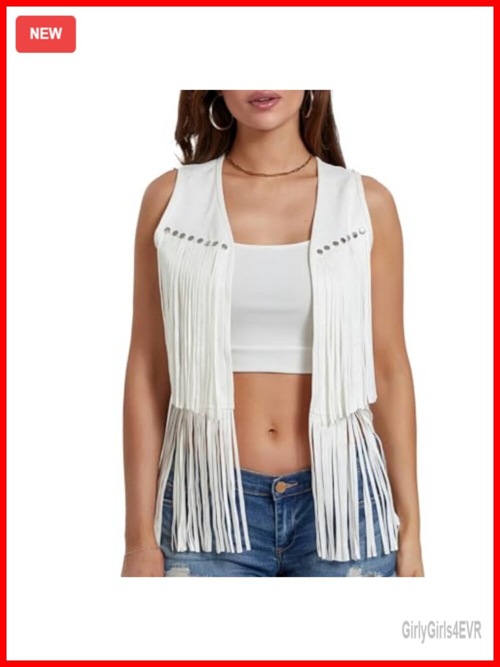Women's Fringe Vest Sleeveless Open Front Polyester Western Hippie Tassel